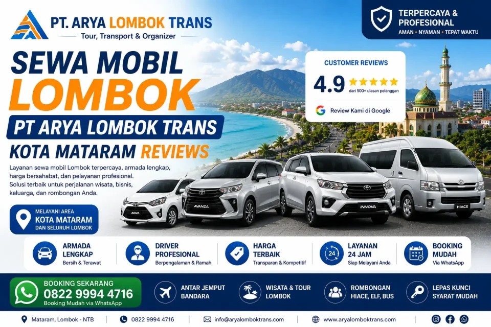 Review rental mobil Lombok PT Arya Lombok Trans