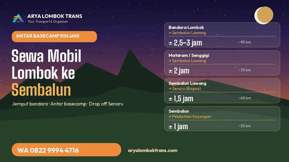 Sewa mobil Lombok ke Sembalun Lawang basecamp Rinjani bersama Arya Lombok Trans