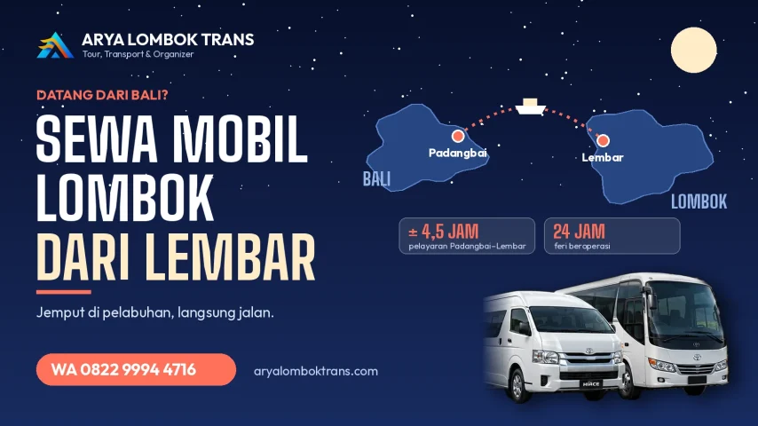 Sewa mobil Lombok dari Pelabuhan Lembar untuk wisatawan yang datang dari Bali via Padangbai