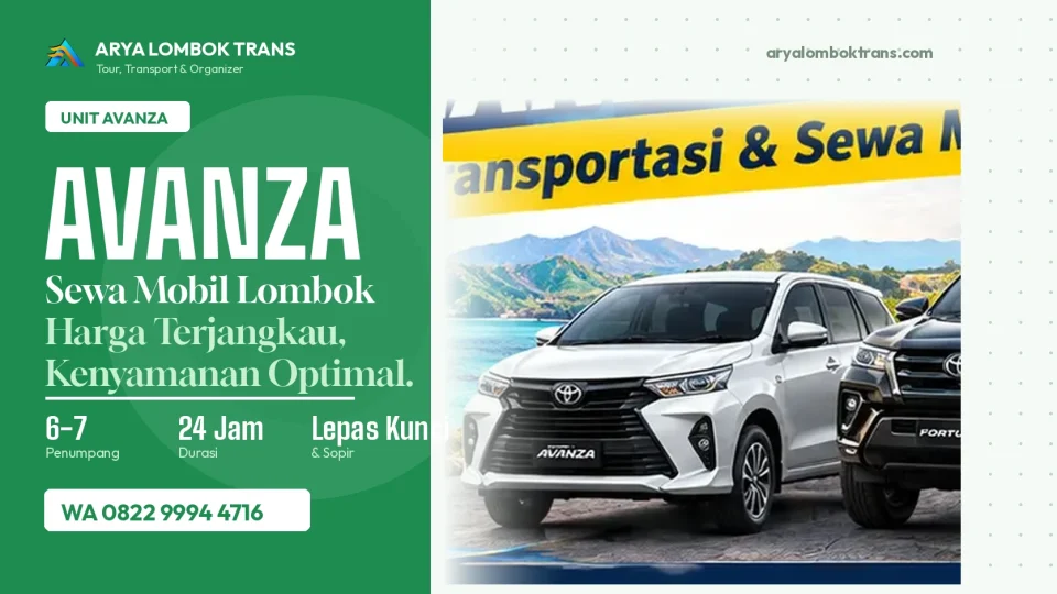 Sewa Avanza di Lombok — unit terjangkau untuk wisata dan operasional dari Arya Lombok Trans